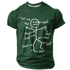 Painful Line Character Graphic T-shirt For Men Funny Street Casual Solid Color Short Sleeve T Shirts 3D Print Humour Design Tee