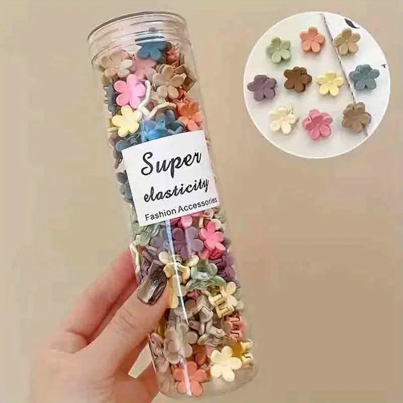 20/30/50 Sets of Mini Hair Clips, Cute Plastic Flower-Shaped Hair Accessories, Pure Color Braids, Suitable for Teenagers, Cute