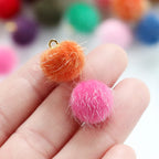 10pcs Plush Fur Covered Ball Beads Charms Pompom Beads Pendant for DIY Necklace Earring Bracelet Pendant Jewelry Making Supplies