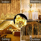 LED Solar Courtyard Curtain Lights Outdoor Waterproof Fairy String Lights With 8 Modes for Garden Window Bedroom Wedding