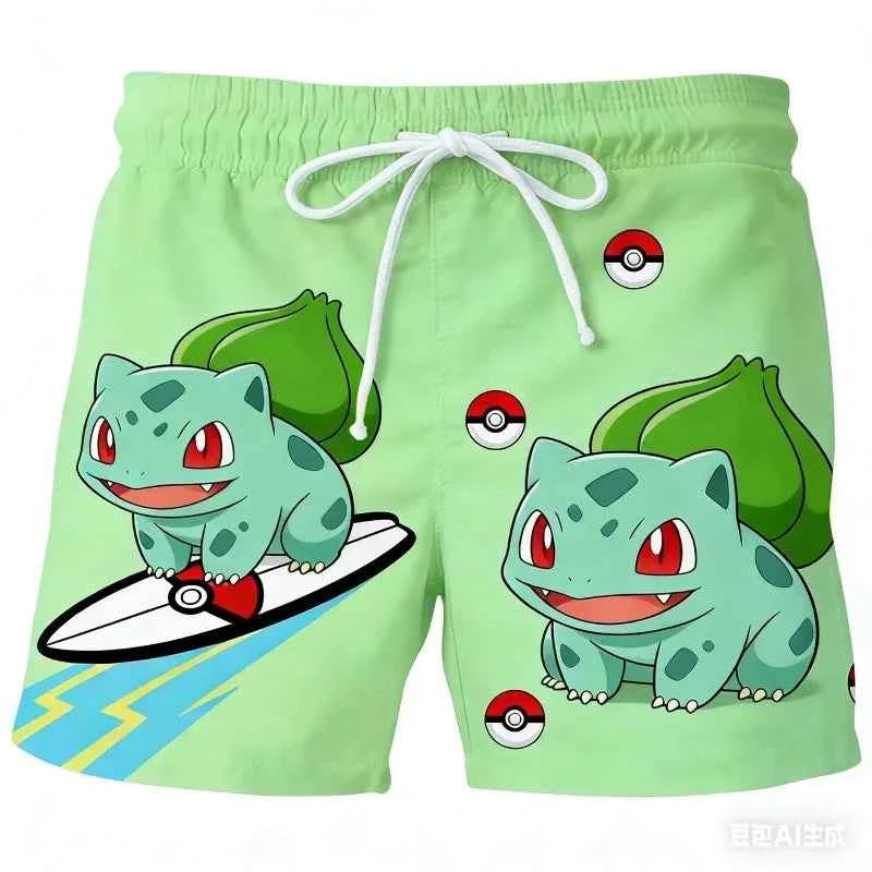 Pokemon Anime Beach Shorts for Men – 3D Printed Summer Trunks