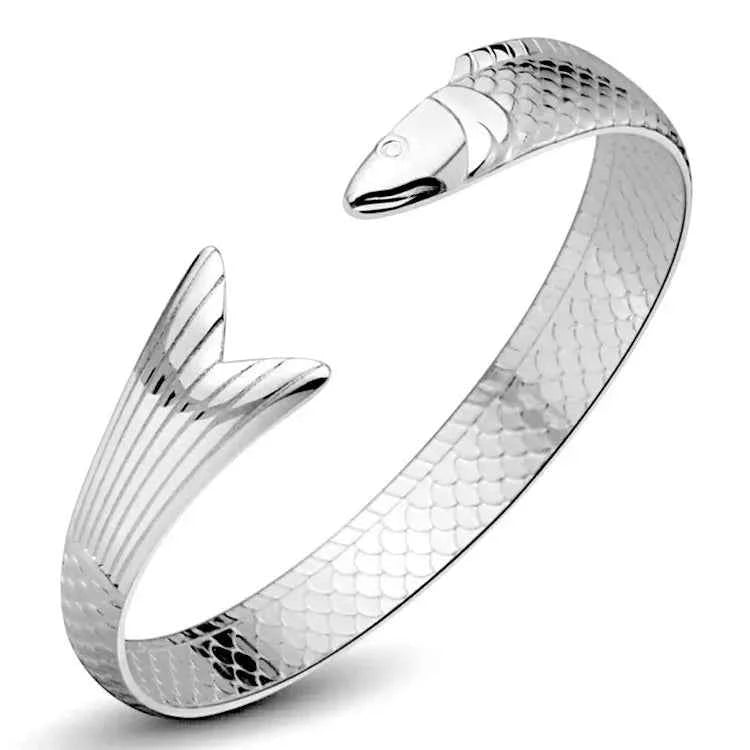 New Creative Fashion Personality Lucky Fortune Transfer Dragon Bracelets 925 Sterling Silver Jewelry Fish Bangles TYB110