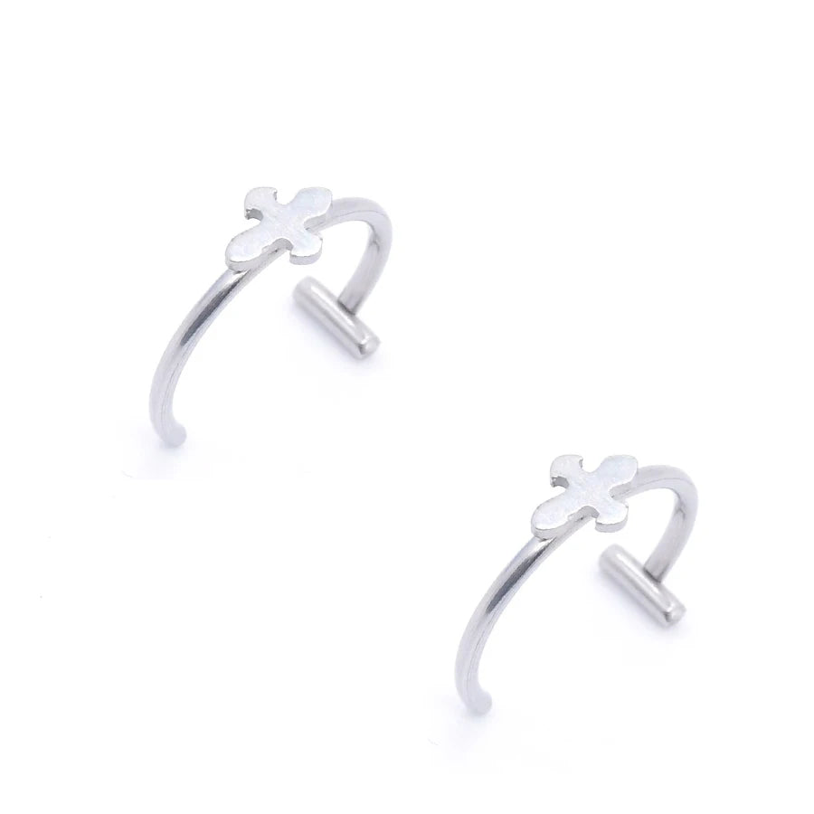 2PCS Trendy 10mm Stainless Steel Punk Clip on Fake Piercing Nose Wrap Lip Rings Unisex Nose Ring Women Men Tusk Body Jewelry