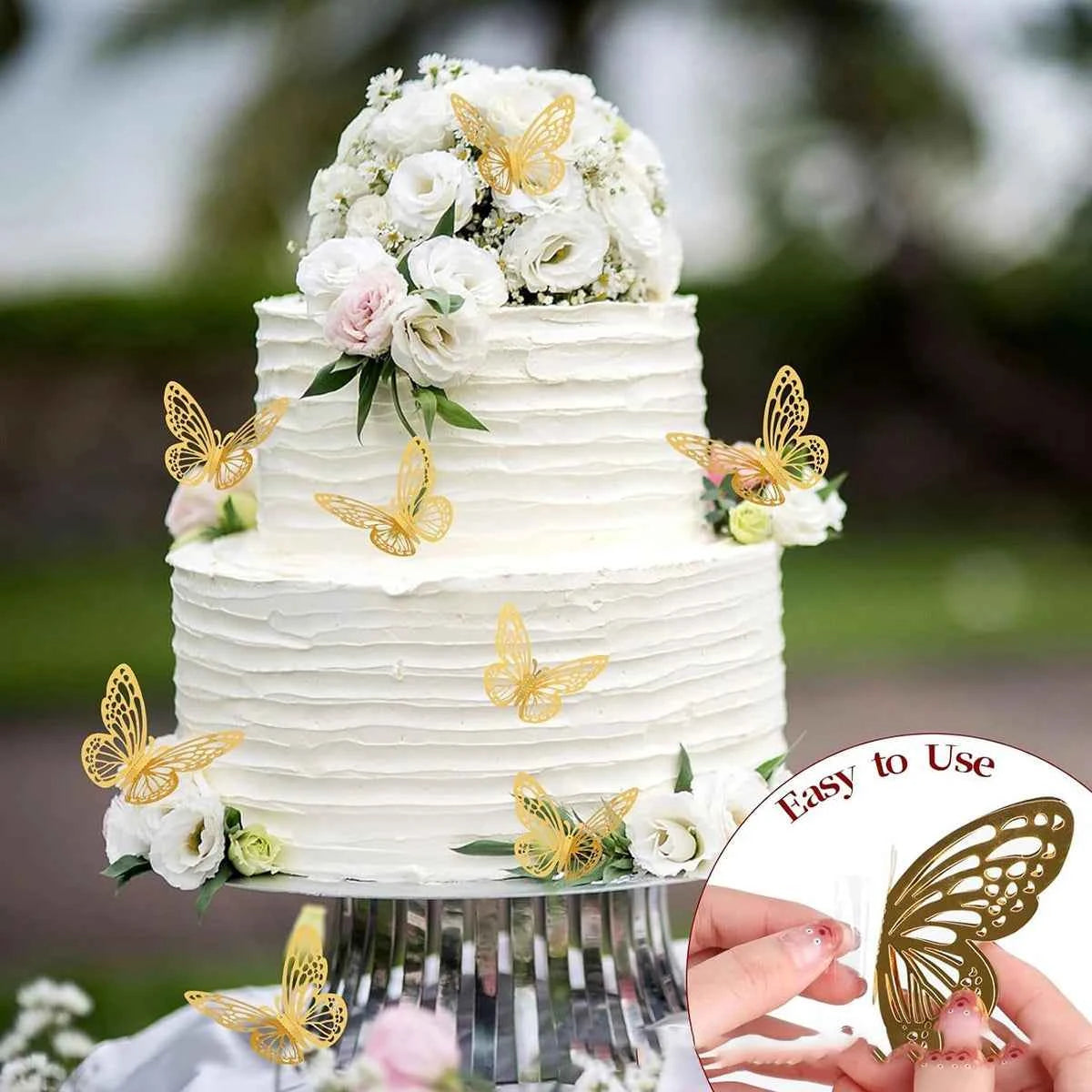 48pcs 3D Butterfly Wall Decor 4 Styles 3 Sizes, Gold Butterfly Decorations for Butterfly Birthday Party Cake Room Decorations