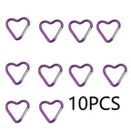 10PCS Carabiner Keychain Clip Heart-shaped Aluminum Small Carabiners Tactical Clips Outdoor Tools Water Bottle Keyring HWXGJ04