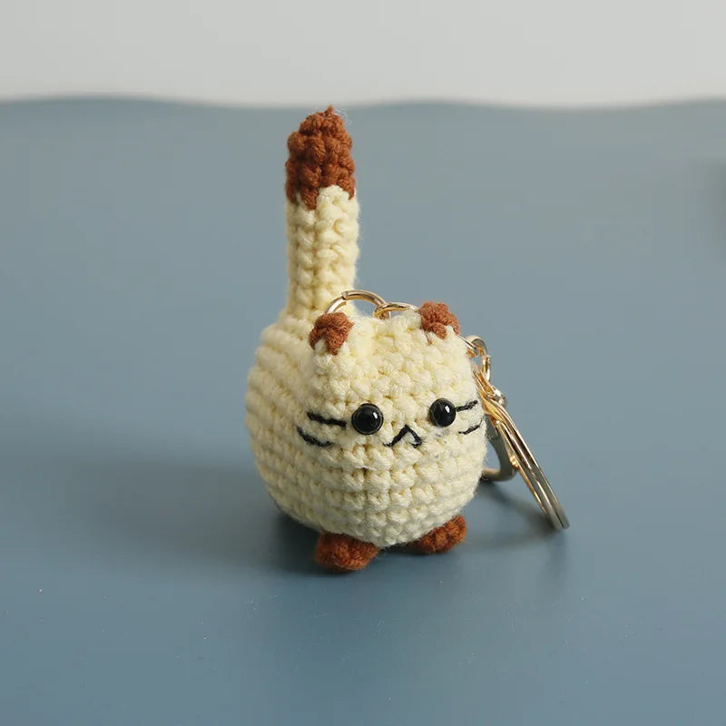 Cute Crochet Kitten Keychain Smiling Cat Bag Charm