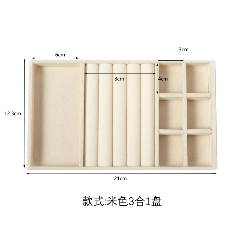 Plush Jewelry Storage Tray, Detachable Tray, Earrings, Earrings, Rings, Necklaces, Storage Tray, Drawer, Partition Tray