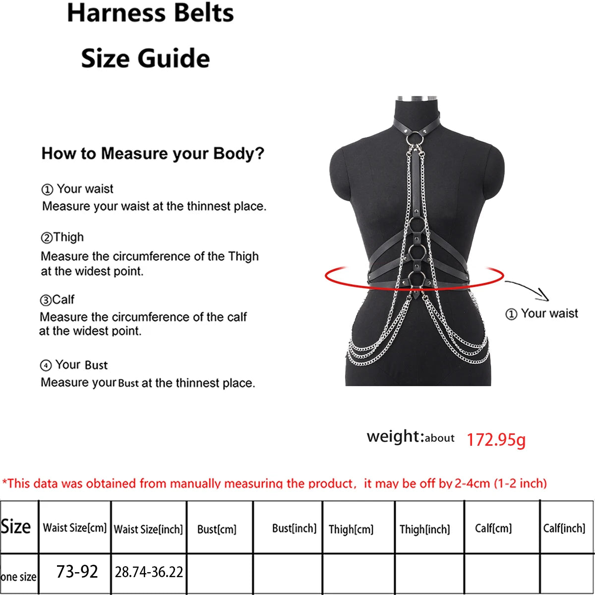 Women Sexy Body Chest Chain Jewelry  Waist Belt Belly Chains Festival Fashion Jewelry for Women Gothic Accessories