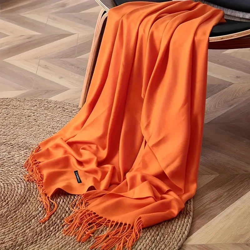Women's Pashmina Scarf Shawls Soft Cashmere feeling Headscarf Travel Office Winter  Warm Hijabs Solid Lady Wraps Female Bandana