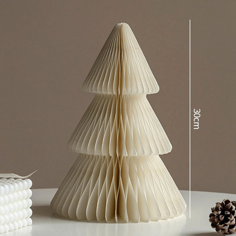 Paper Christmas Tree Ornaments 3D Honeycomb Christmas Tree Decorations Folded Paper 2026 Xmas New Year Desktop Arrangement Decor
