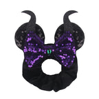 Cute Mouse Ears Velvet Scrunchies Hairband Women Elastic Ponytail Holder Girls Sequin Bow 2023 Kids Party DIY Hair Accessories