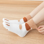 Women Socks Winter Warm Fluffy Socks Cute Animal Claw Cat Paw Footprint Fuzzy Socks Thicken Coral Fleece Home Floor Sleep Socks
