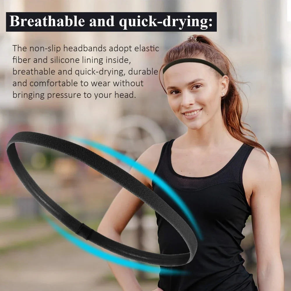 4PCS Unisex Sports Thin Headband Non-Slip Elastic Women Men Yoga Hair Bands Sweatband Football Running Biking Sports Hairband