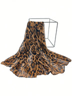 Boho 1pc Fashionable Leopard Print Batik-Style Soft Lightweight Women's Scarf Shawl Suitable For Daily Commuting & Outdoor Wear