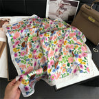 2025 Silk Shawl Print Headscarf Cat Hair Wrap Neckerchief Female Satin Square Scarf For Women Headband Foulard Hijab Bandana