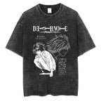 Harajuku Vintage Washed T Shirts Death Note Anime Graphic Printing T Shirt Oversize Cotton Fashion Streetwear Unisex Top Tee