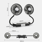 SEAMETAL Car Cooling Fan 360 Adjustable Dual Head Car Fan Low Noise Automotive Electric Fan Type C Charge for Dashboard RV Truck