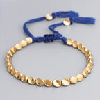 Handmade Tibetan Copper Bead Bracelet Buddhist Braided Cotton Luck Rope Bracelet Good Luck Success Amulet Women Men Vintage