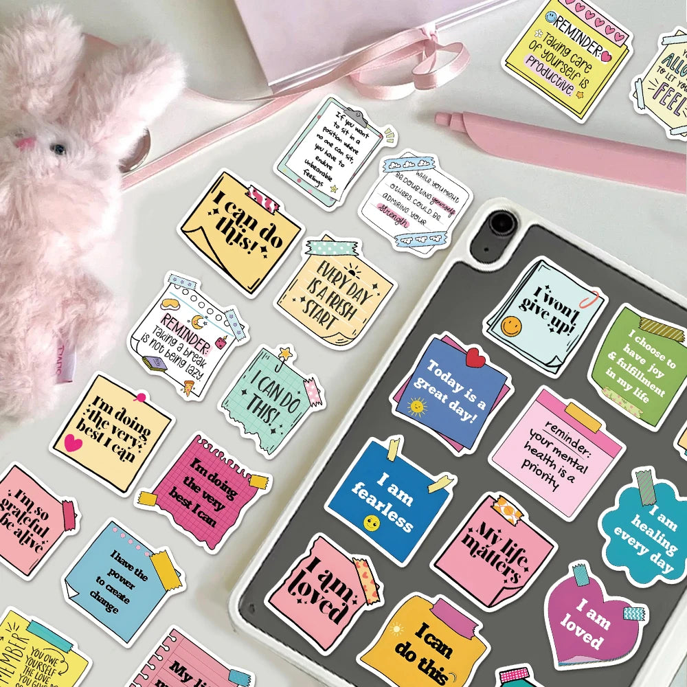 50PCS Self affirmation Encouragement Slogans Graffiti Stickers DIY Phone Cases Laptop Water Cups Waterproof Stickers