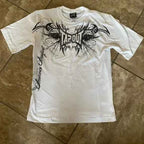 2000s American New Retro Casual Hip-Hop Gothic Print Women Clothing  Fashion T shirt Street Short Sleeved Men And Women Y2K Tops