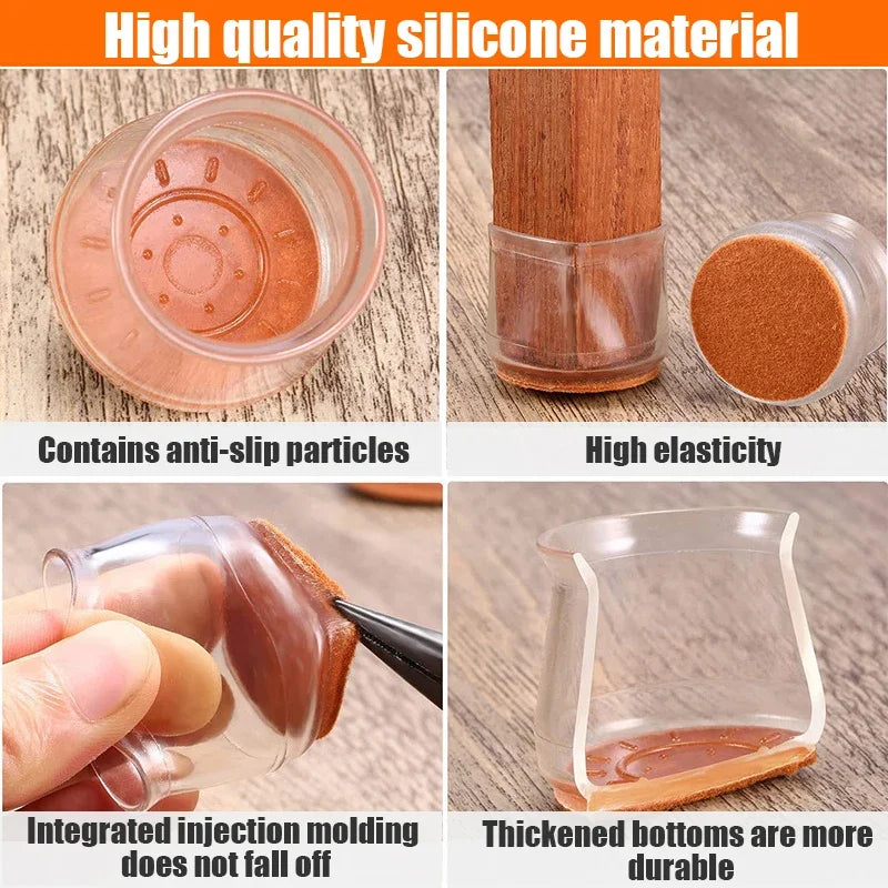24/4pcs Chair Leg Caps Silicone Feet Protector Pads Furniture Table Covers Socks Plugs Cover Furniture Leveling Feet Home Decor