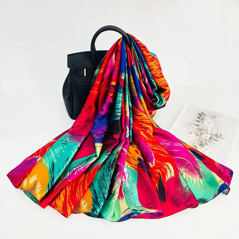 Spring Scarf Women's Luxury Design Polyester Material Smooth Scarf Soft Shawl Beach Scarf