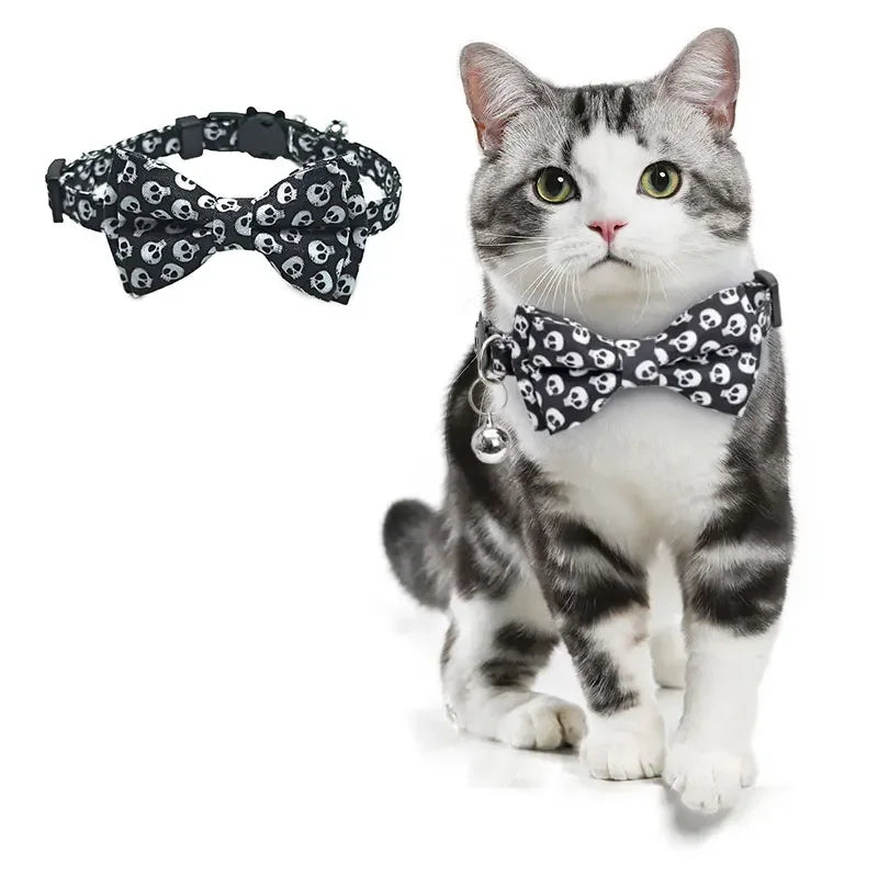 Adjustable Cat Bow Tie Collar – Festive Halloween Design