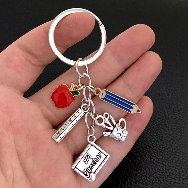 New Teacher's Day gift key chain best teacher gift hollow car key chain pendant jewelry for men and women.