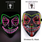 Wireless Neon LED Purge Mask – Glowing Halloween Cosplay Mask