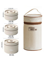 3pcs Microwave Portable Insulated Food Container Lunch Box Stainless Steel Bento Box Insulated Leak Proof Hot Lunch Bag Set