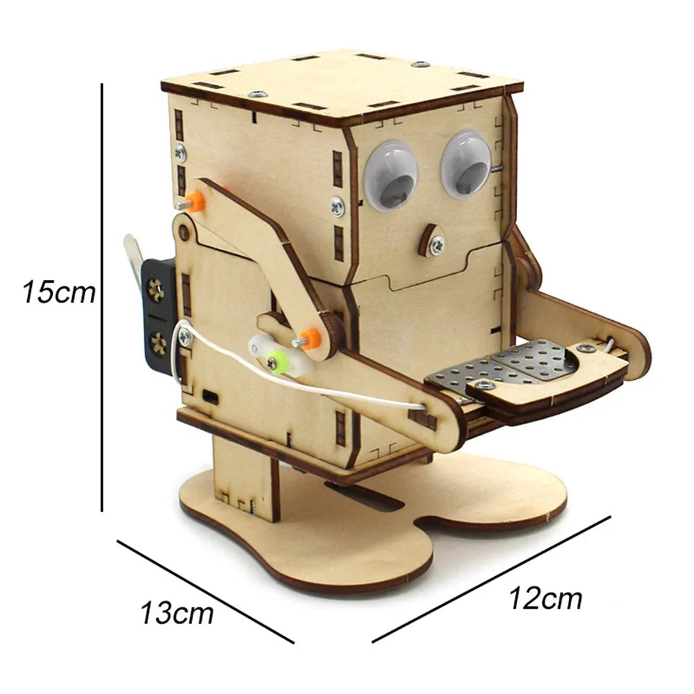 Robot Eating Coin DIY Wooden STEM Science Experiment Assembly Kit for Kids