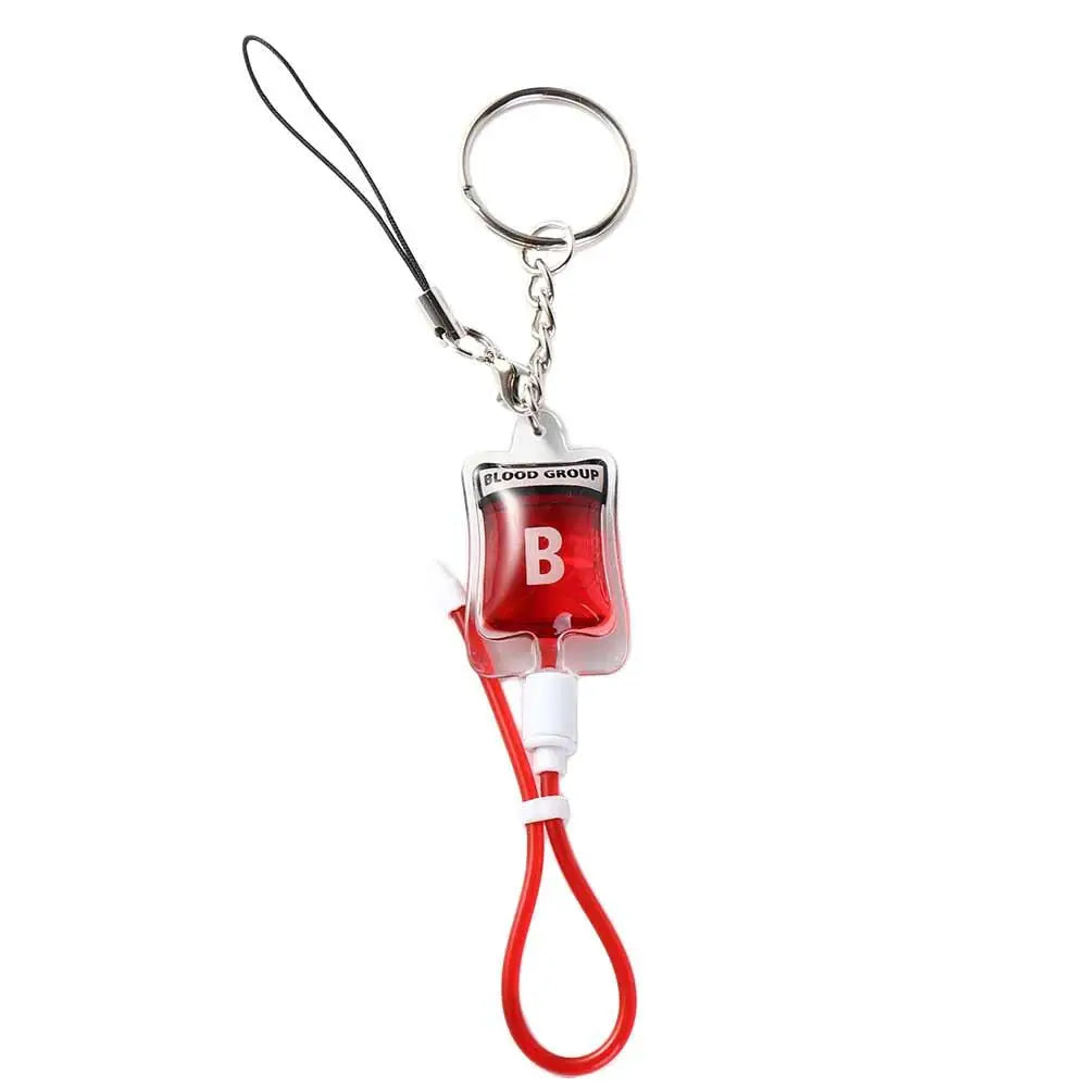 New Style 1 Pcs Blood Type A B O AB Plasma Pack Blood Bag PVC Pendant DIY Jewelry Making Gift Charm Keychain Accessory Keyring