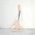 Pink Eyebrow Trimming Scissors – Built-In Comb Grooming Tool