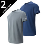 2/4/6-Pcs Four Seasons Men's Solid Color Round Neck Short Sleeve Top With Printed Cuffs Youth Sports And Leisure Fashion T-Shirt