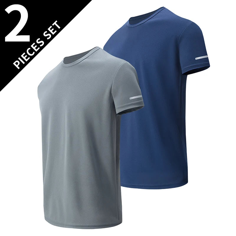 2/4/6-Pcs Four Seasons Men's Solid Color Round Neck Short Sleeve Top With Printed Cuffs Youth Sports And Leisure Fashion T-Shirt