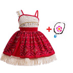 Disney New Moana Dress Costumes Kids Girl Cosplay Toddler Movie Ocean Adventure Infant Frock Halloween Party With Chick Clothes