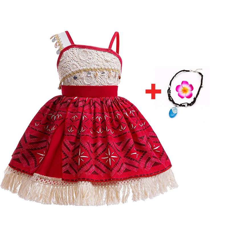 Disney New Moana Dress Costumes Kids Girl Cosplay Toddler Movie Ocean Adventure Infant Frock Halloween Party With Chick Clothes