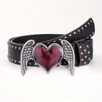 1Pcs Rose essential oil droplet heart-shaped leather belt, rivet decoration, Y2K punk gothic rock hip-hop style，spring，summer