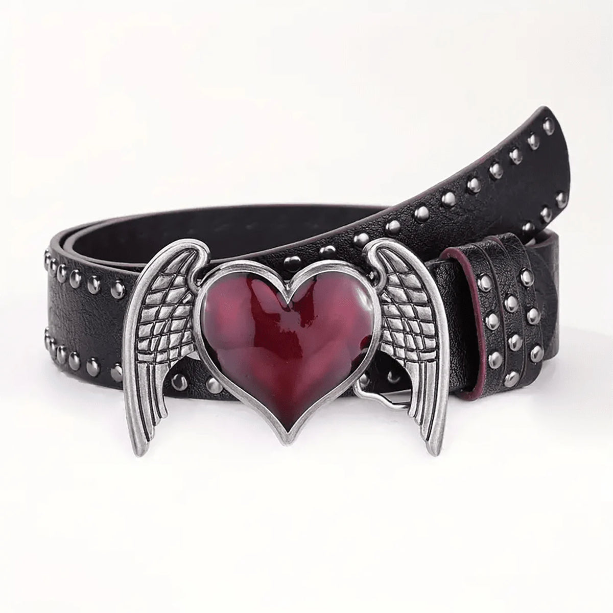 1Pcs Rose essential oil droplet heart-shaped leather belt, rivet decoration, Y2K punk gothic rock hip-hop style，spring，summer