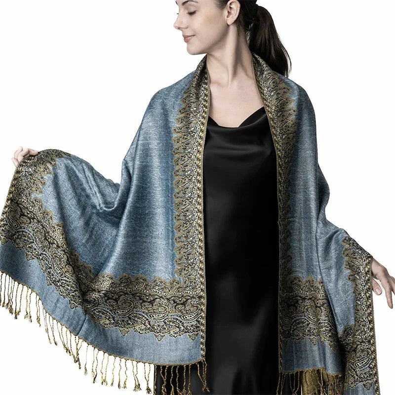 2025 new ethnic style retro shawl cashew flower geometric scarf cloak tassel scarf multi-color variety options available