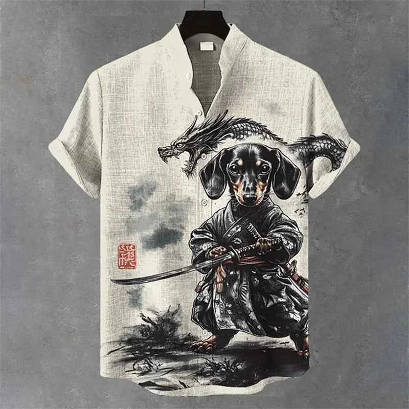 Summer Men's Short Sleeve Shirt Art Octopus Pattern 3D Printed Linen Short Sleeve Men's Shirt Casual Hawaiian Top