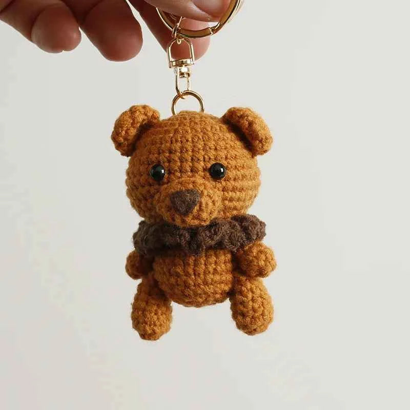 Cute Bear Couple Crochet Keychain Matching Animal Charm