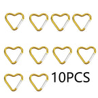 10PCS Carabiner Keychain Clip Heart-shaped Aluminum Small Carabiners Tactical Clips Outdoor Tools Water Bottle Keyring HWXGJ04