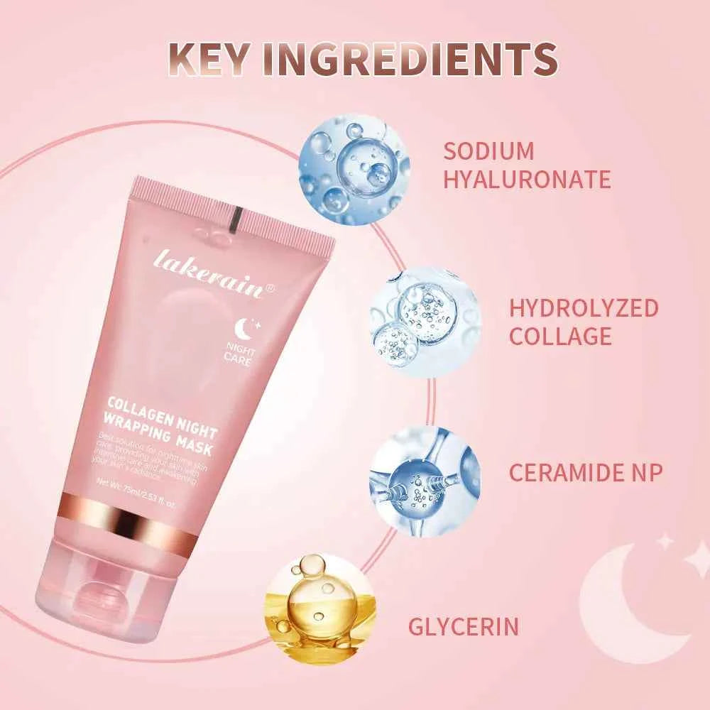 Collagen Jelly Cream Hydrolyzed Collagen Overnight Facial Mask Wrapping Peel-Off Mask Hydrating Firming Moisturizing SkinCare