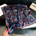 Luxury Chain Print Small Square Scarf Simulated Silk Thin Neck Scarf Fashion Sunscreen Headscarf For Women 70x70cm