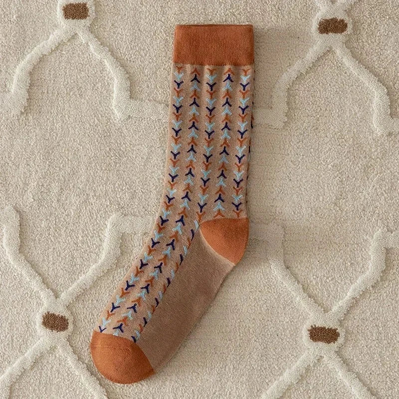 Fashion Harajuku Retro Crew Socks Women Korean Style Vintage Streetwear Women Socks College Style School Girls Cotton Long Socks