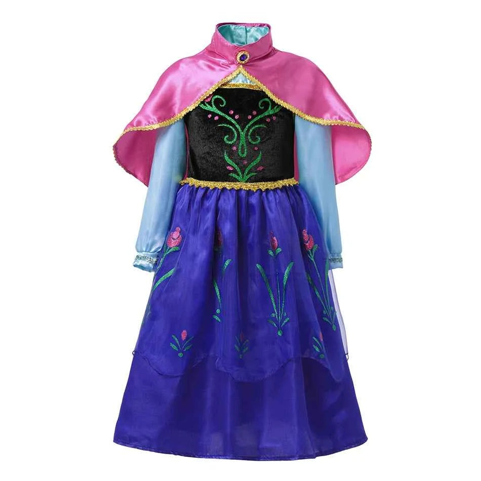 Girls Snow Queen Elsa Anna Kids Costumes For Girls 2024 Carnival Party Prom Gown Children Clothing Frozen Jasmine Princess Dress