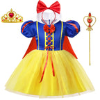 Snow White Princess Dress Up Kids Girls Halloween Costume With Cape Toddler Birthday Party Role Playing Children Apparel Clothes