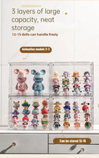 1/2/3/4PCS Acrylic Clear Display Storage Box for Fingures Foldable Display Case for Figurines Dolls Action Figure Organizer box