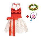 Disney New Moana Dress Costumes Kids Girl Cosplay Toddler Movie Ocean Adventure Infant Frock Halloween Party With Chick Clothes